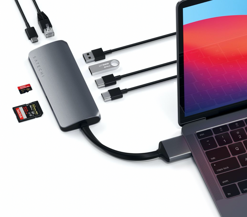 Satechi USB-C Dual Multimedia Adapter - vesoljno siva - iSTYLE SI