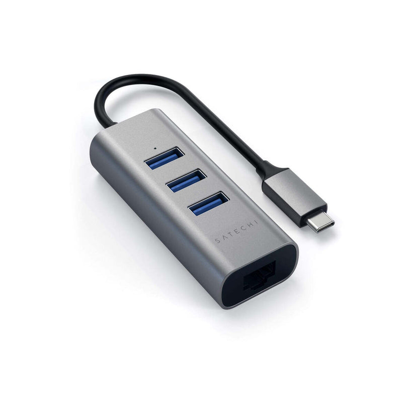Satechi USB-C 2-v-1 USB-A Hub & Ethernet - vesoljno siva - iSTYLE SI