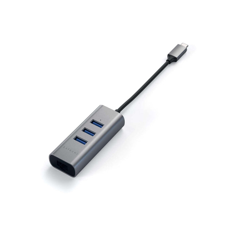 Satechi USB-C 2-v-1 USB-A Hub & Ethernet - vesoljno siva - iSTYLE SI