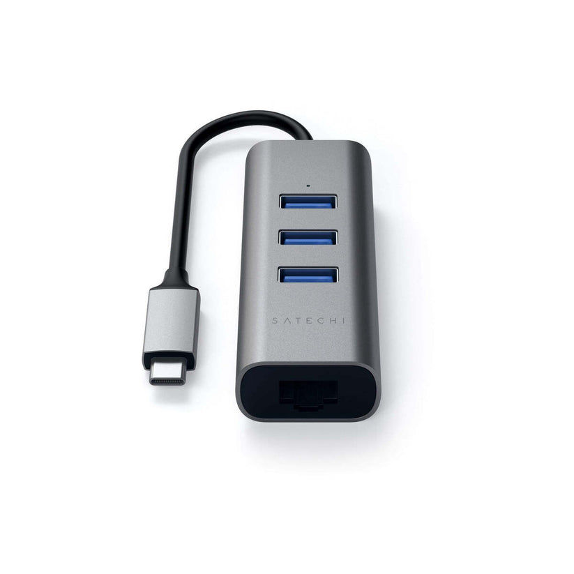 Satechi USB-C 2-v-1 USB-A Hub & Ethernet - vesoljno siva - iSTYLE SI