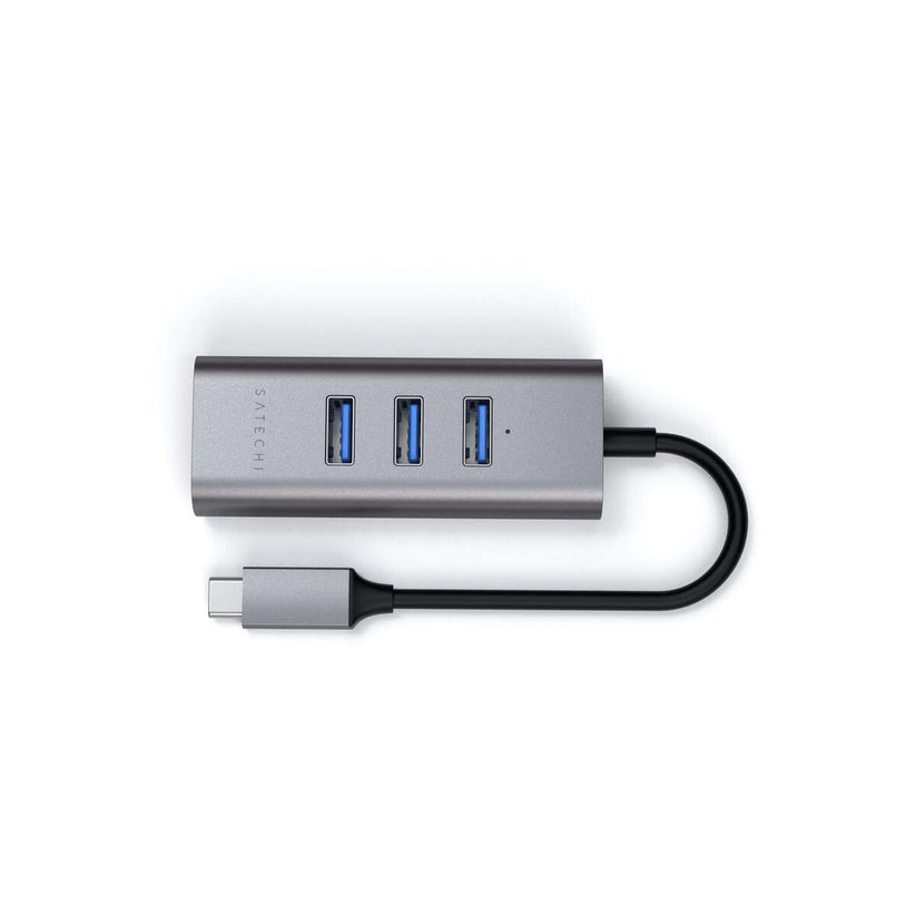 Satechi USB-C 2-v-1 USB-A Hub & Ethernet - vesoljno siva - iSTYLE SI