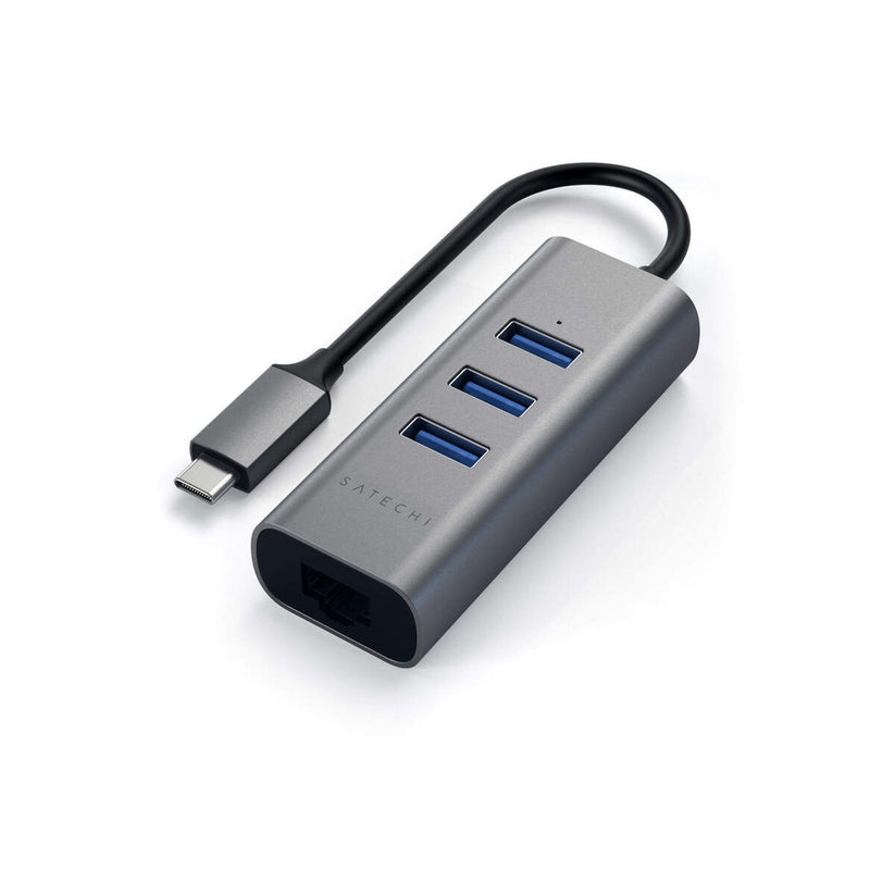 Satechi USB-C 2-v-1 USB-A Hub & Ethernet - vesoljno siva - iSTYLE SI
