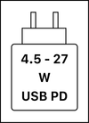Ta naprava podpira hitro polnjenje USB PD, kot je opredeljeno v specifikaciji za USB Implementers Forum Power Delivery, revizija 3.1