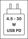 Ta naprava podpira hitro polnjenje USB PD, kot je opredeljeno v specifikaciji za USB Implementers Forum Power Delivery, revizija 3.1