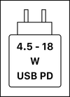 Ta naprava podpira hitro polnjenje USB PD, kot je opredeljeno v specifikaciji za USB Implementers Forum Power Delivery.