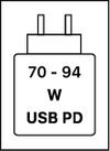 Ta naprava podpira hitro polnjenje USB PD, kot je opredeljeno v specifikaciji za USB Implementers Forum Power Delivery.