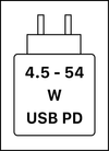 Ta naprava podpira hitro polnjenje USB PD, kot je opredeljeno v specifikaciji za USB Implementers Forum Power Delivery.