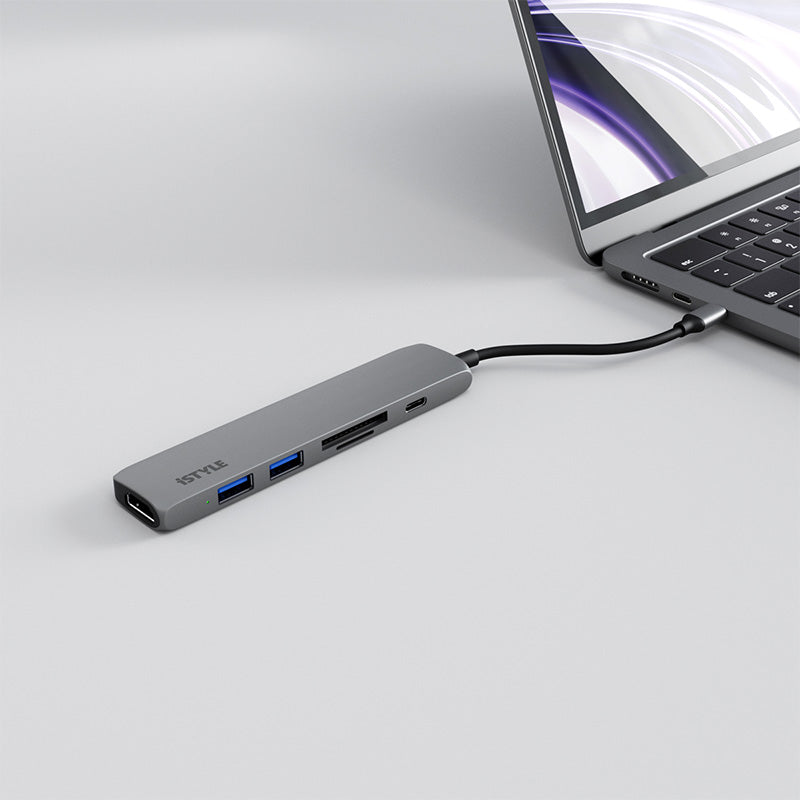 iSTYLE 6v1 aluminijasti USB-C HUB - vesoljno siva - iSTYLE SI