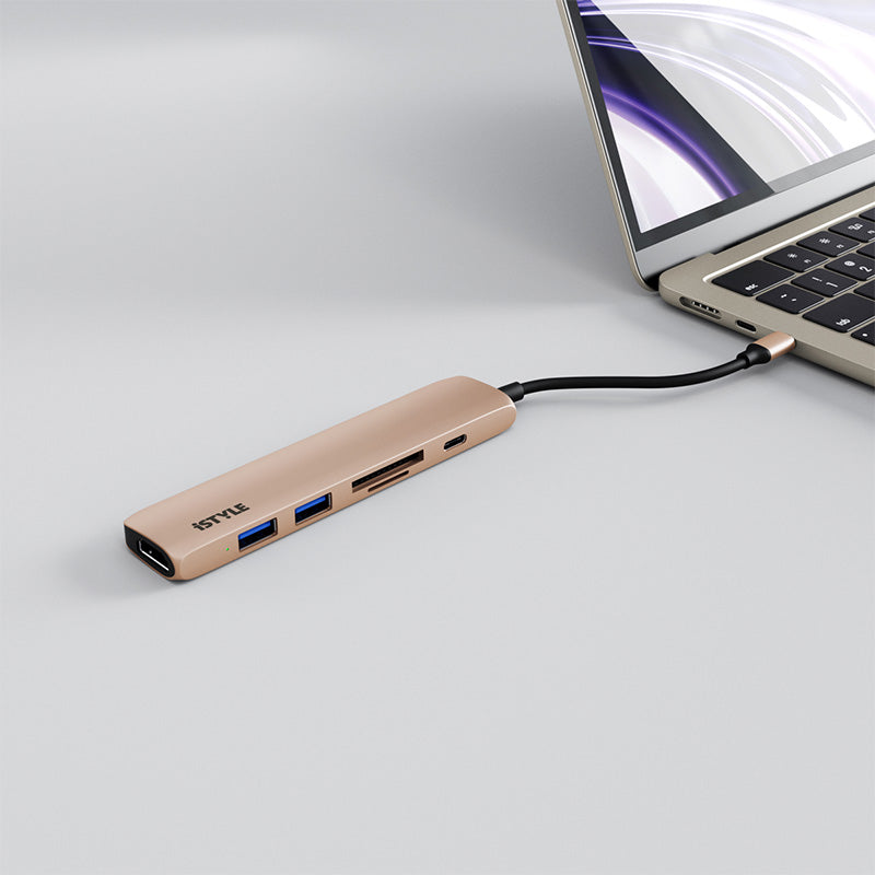 iSTYLE 6v1 aluminijasti USB-C HUB - zlata - iSTYLE SI