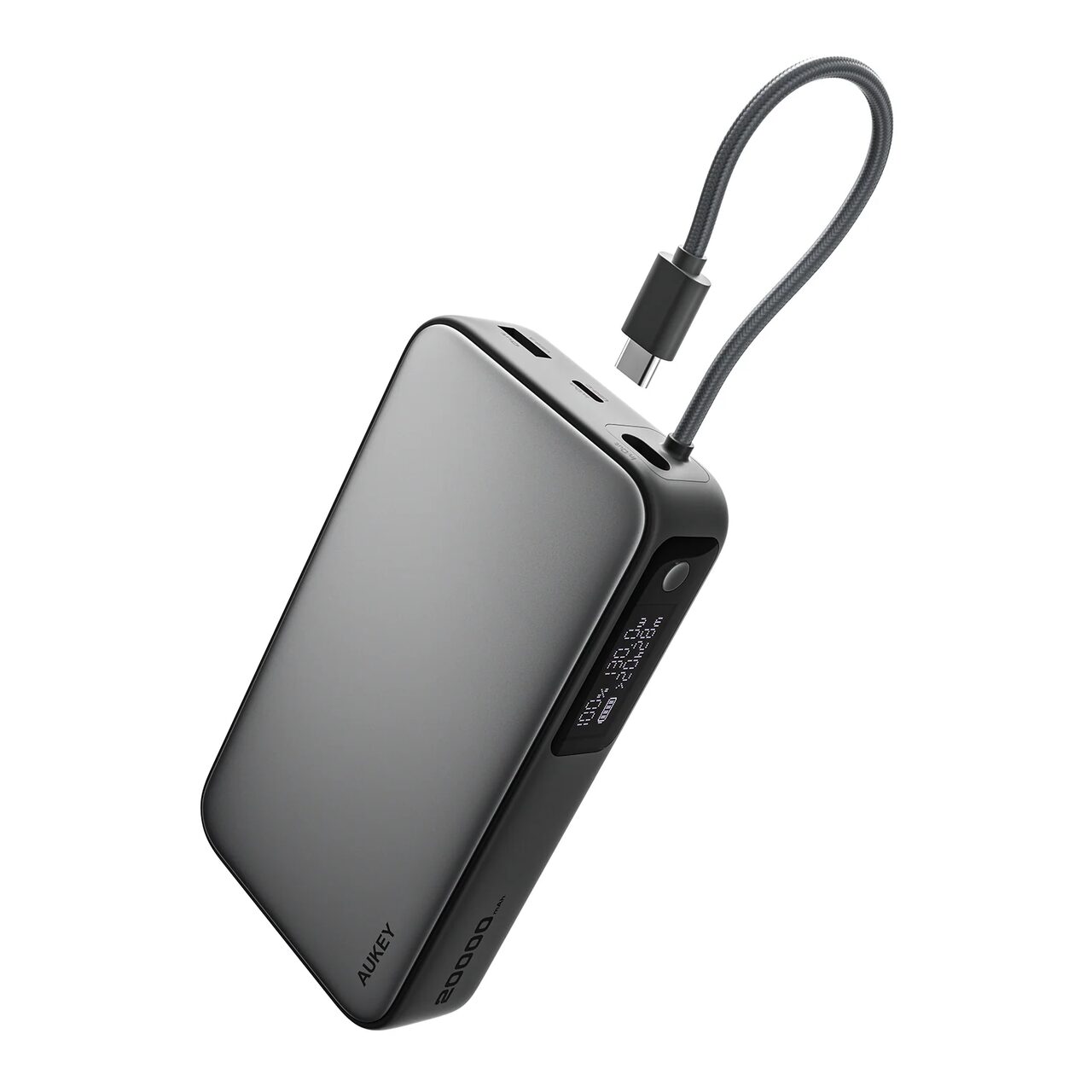 AUKEY Spark Sling 20000 Compact Fast Charging Power Bank z vgrajenim USB-C kablom