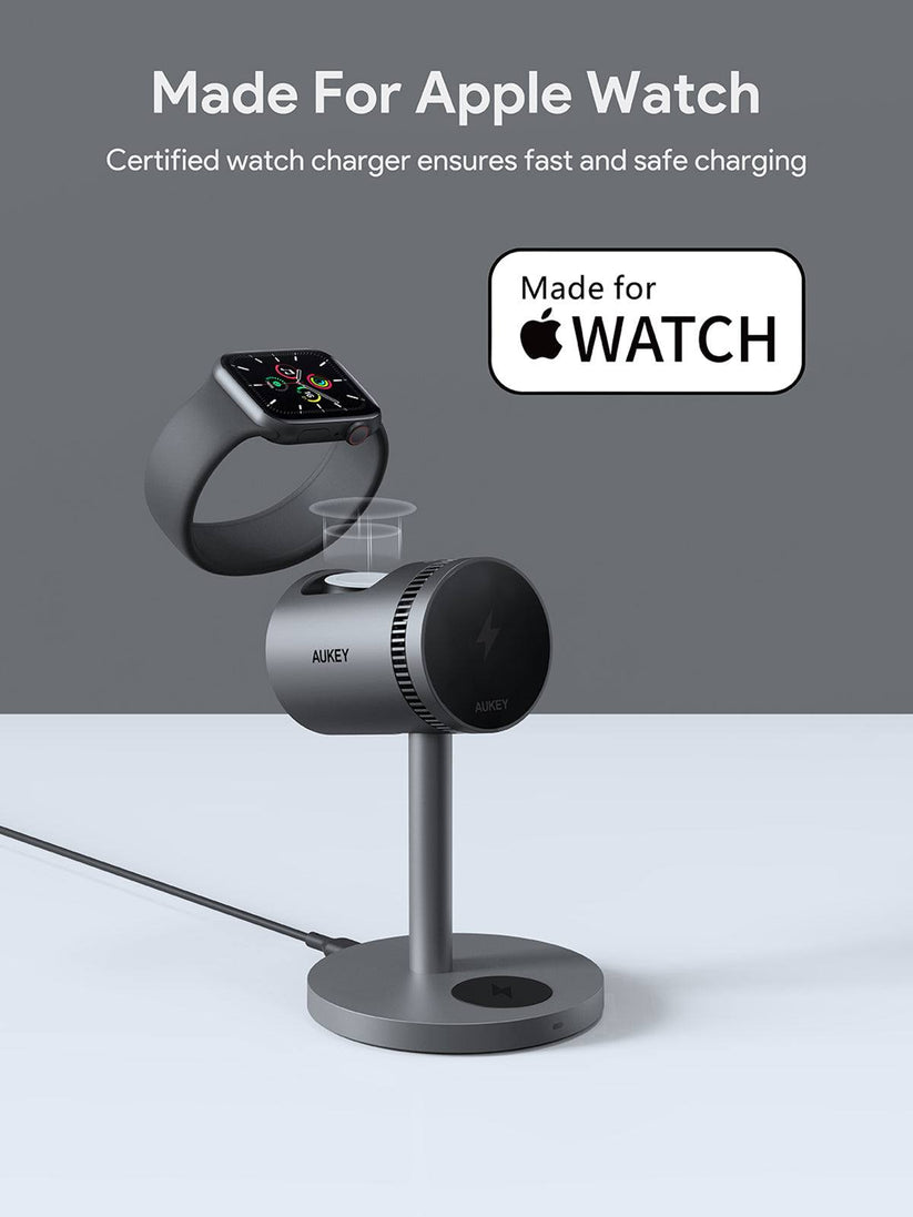 AUKEY MagFusion 3-in-1 Qi2 15W Magnetic Wireless Charger MFI Certified - iSTYLE.si