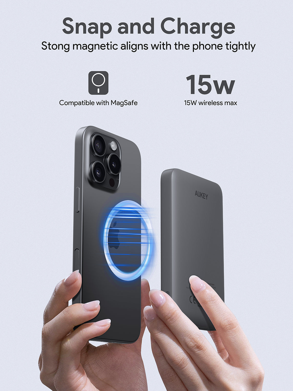 AUKEY 5000 mAh MagSafe Power Bank - nevihtno siva - iSTYLE.si