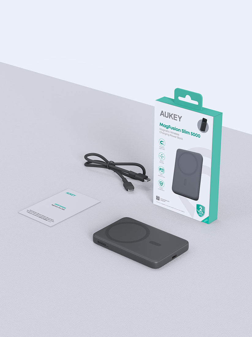 AUKEY 5000 mAh MagSafe Power Bank - nevihtno siva - iSTYLE.si