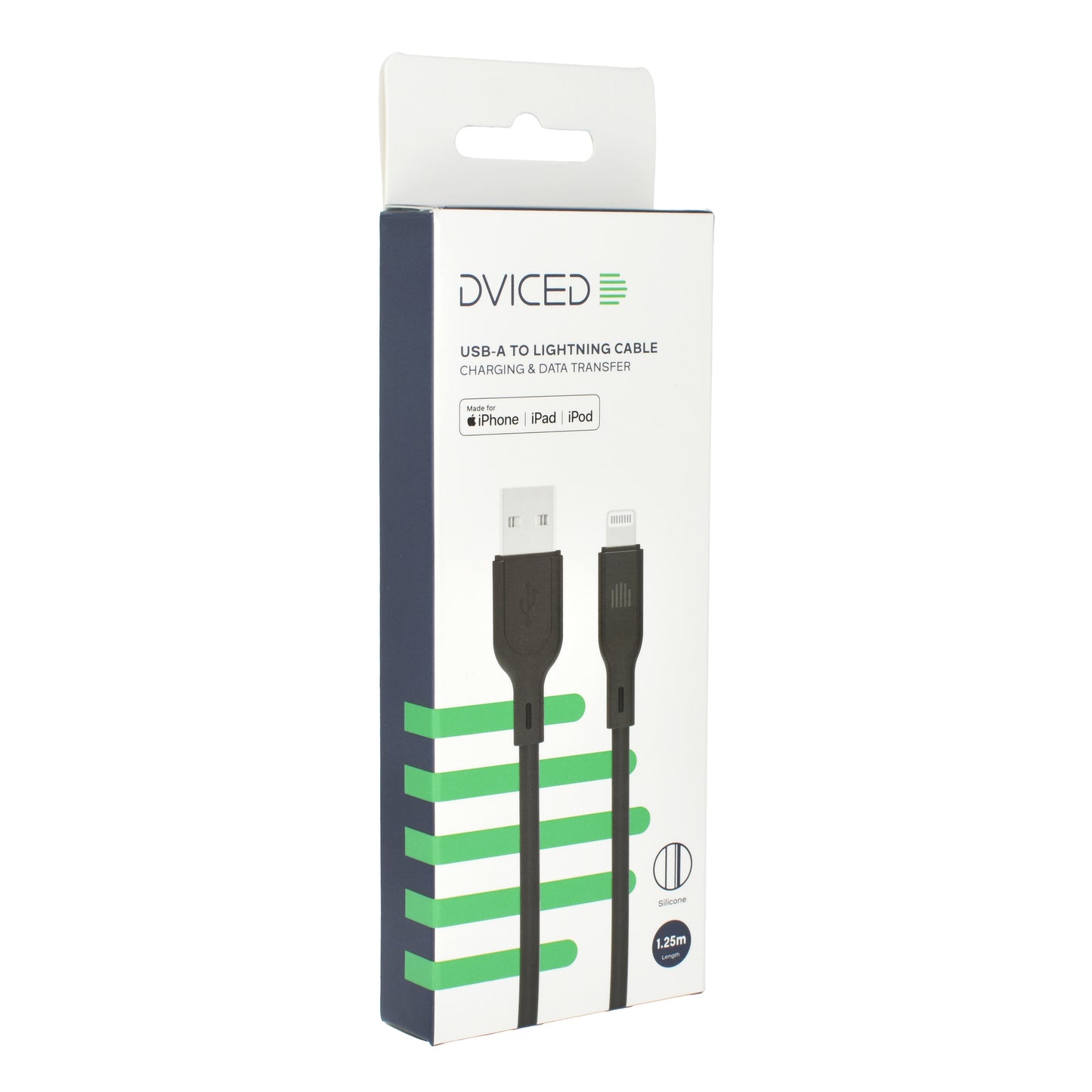Dviced kabel USB-A na Lightning silicone 1,25 m - črna