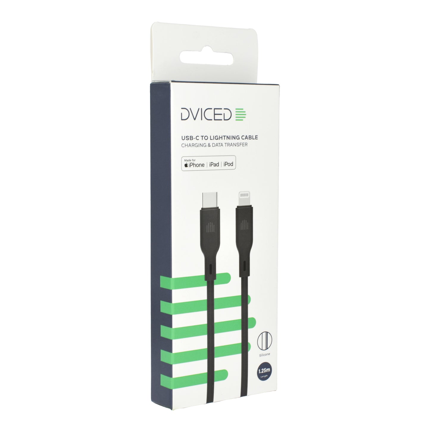 Dviced kabel USB-C na Lightning silicone 1,25 m - črna
