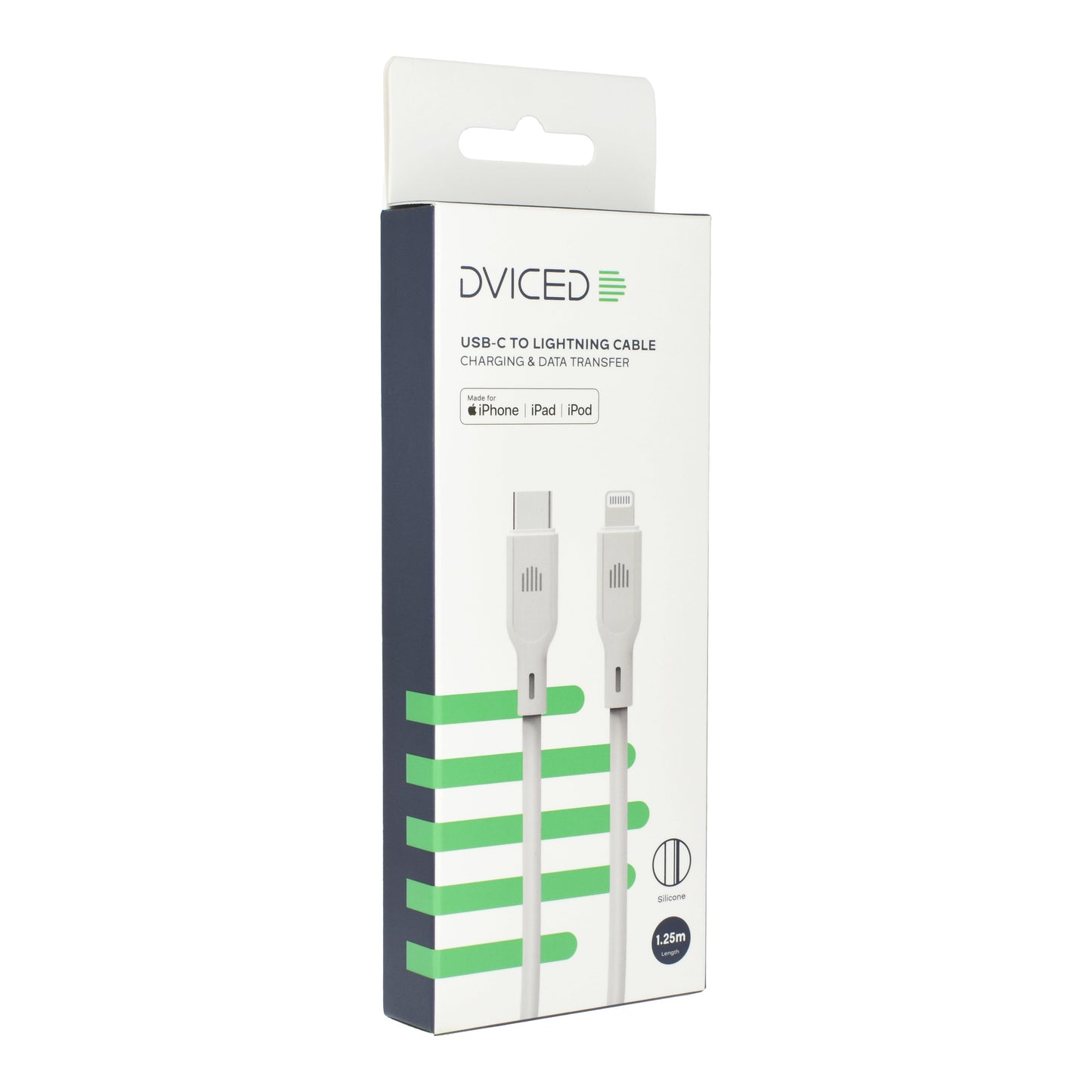 Dviced kabel USB-C na Lightning silicone 1,25 m - bela
