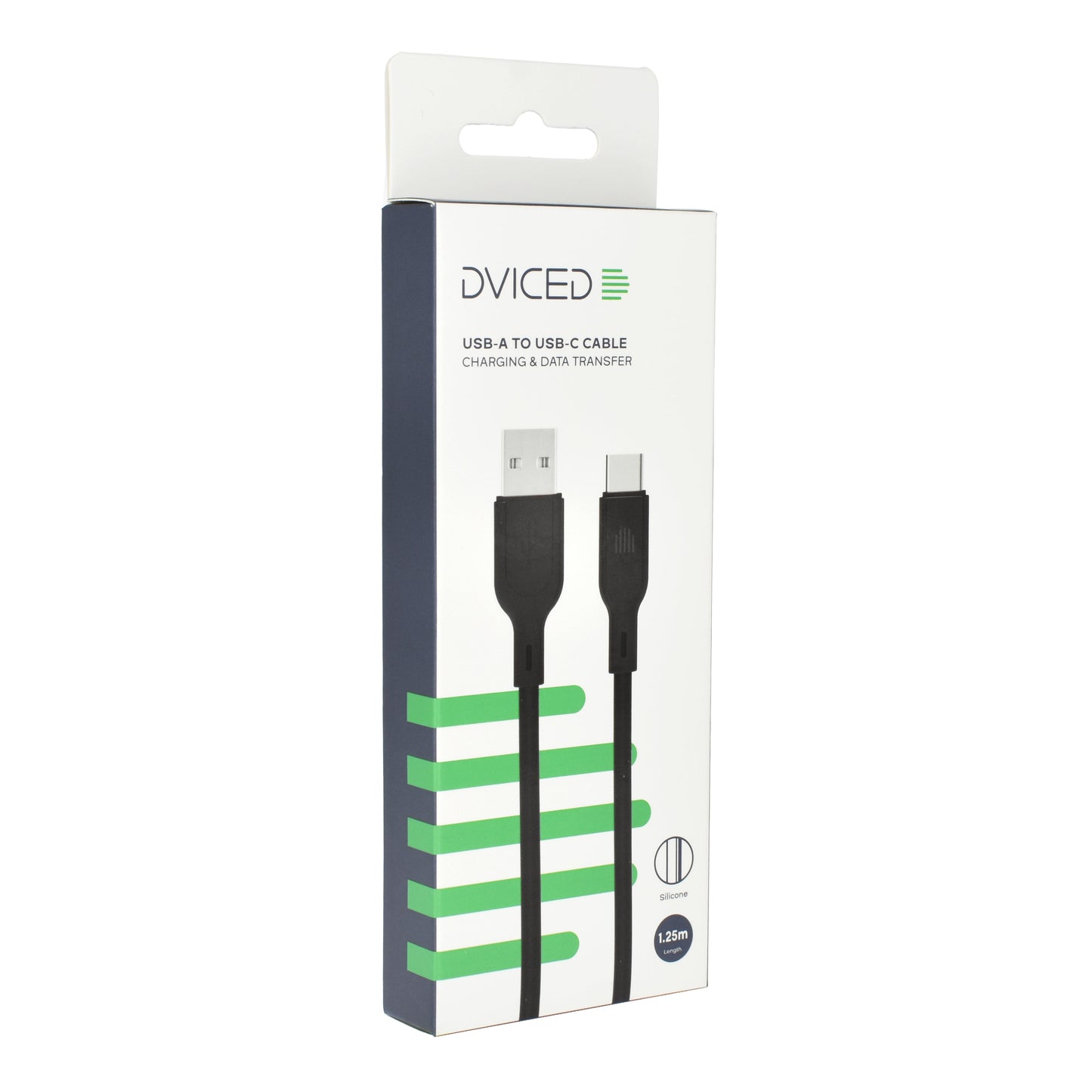 Dviced kabel USB-A na USB-C silicone 1,25 m - črna