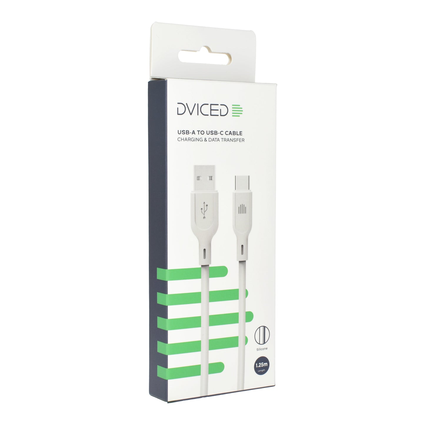 Dviced kabel USB-A na USB-C silicone 1,25 m - bela