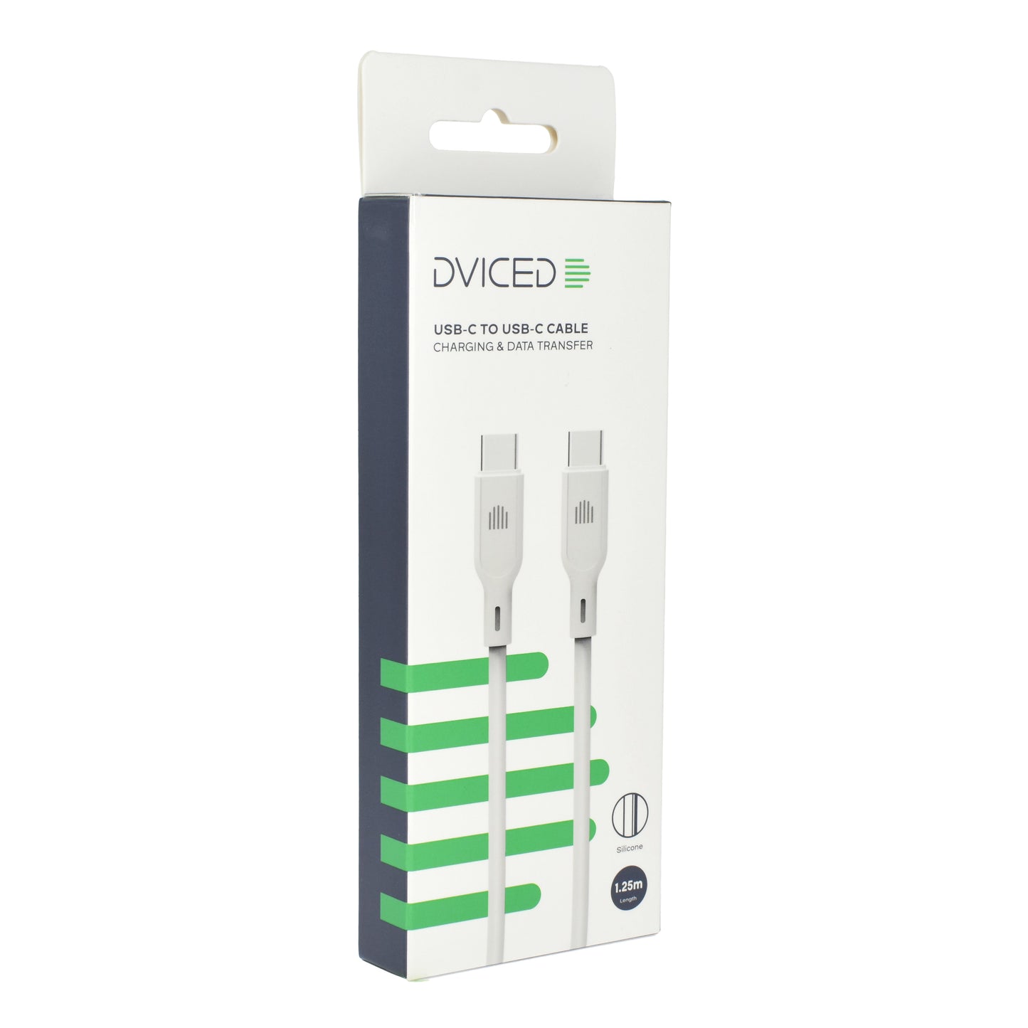 Dviced kabel USB-C na USB-C silicone 1,25 m - bela