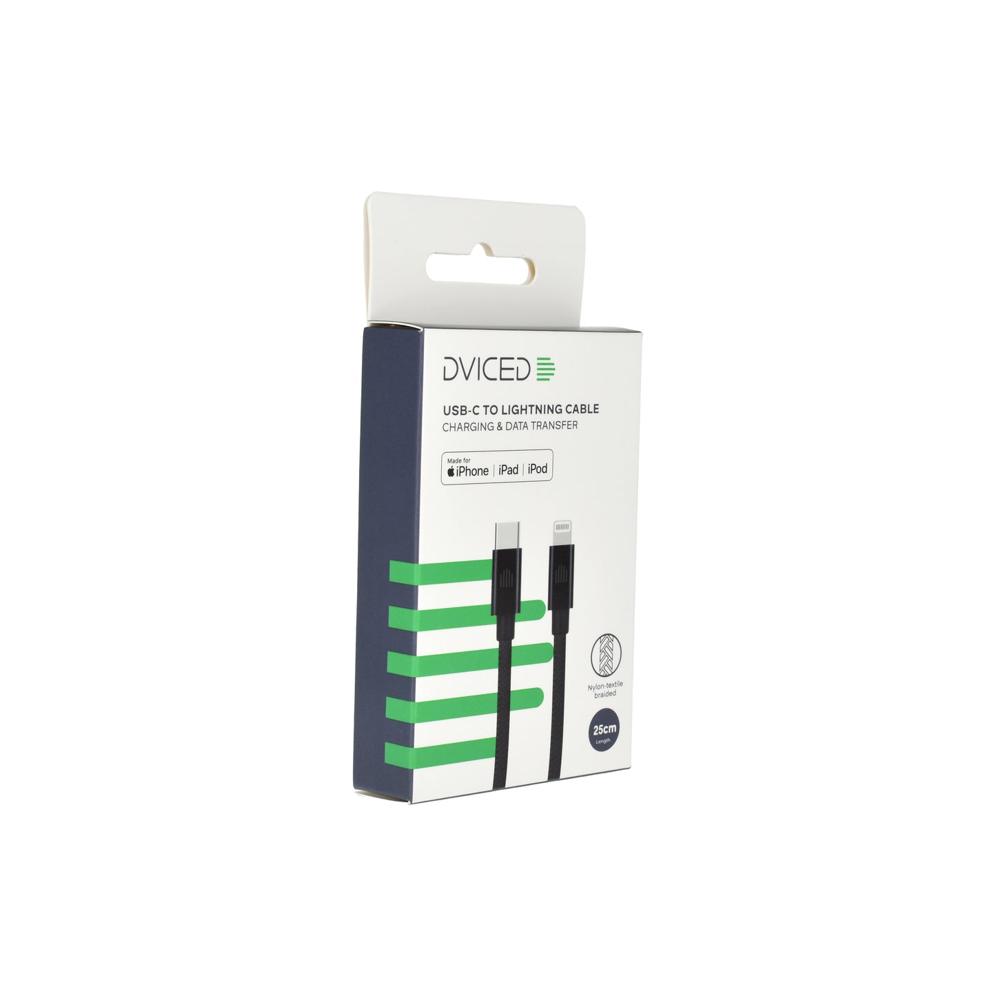 Dviced kabel USB-C na Lightning Nylon Textile 0,25 m - črna