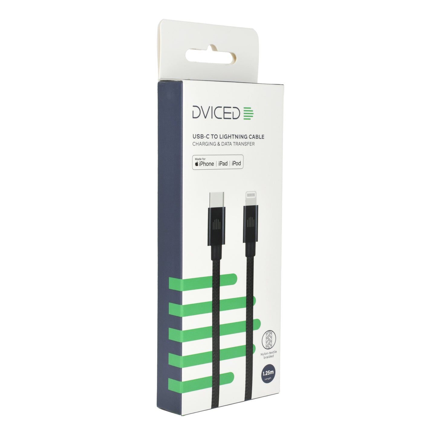 Dviced kabel USB-C na Lightning Nylon Textile 1,25 m - črna