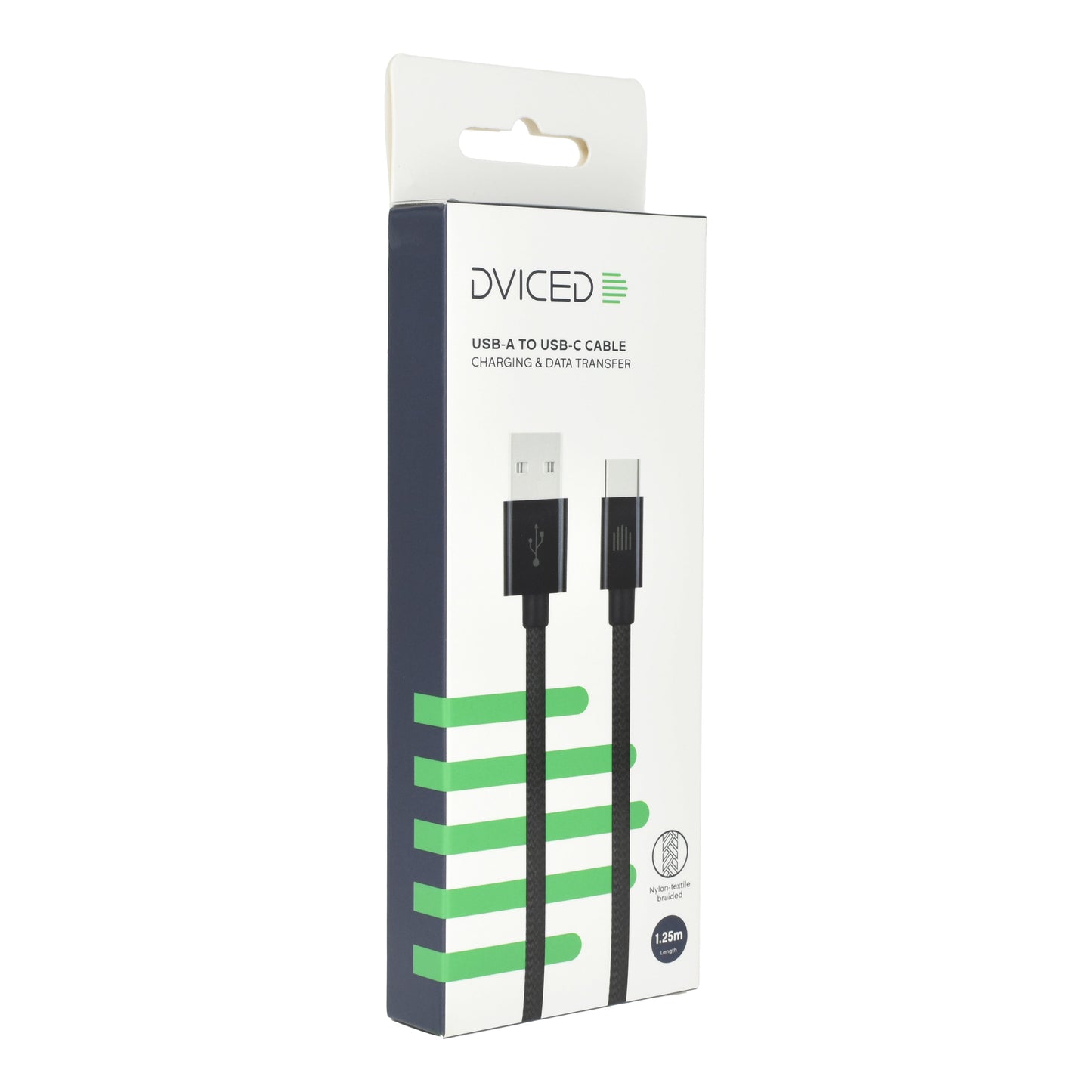 Dviced kabel USB-A na USB-C Nylon Textile 1,25 m - črna