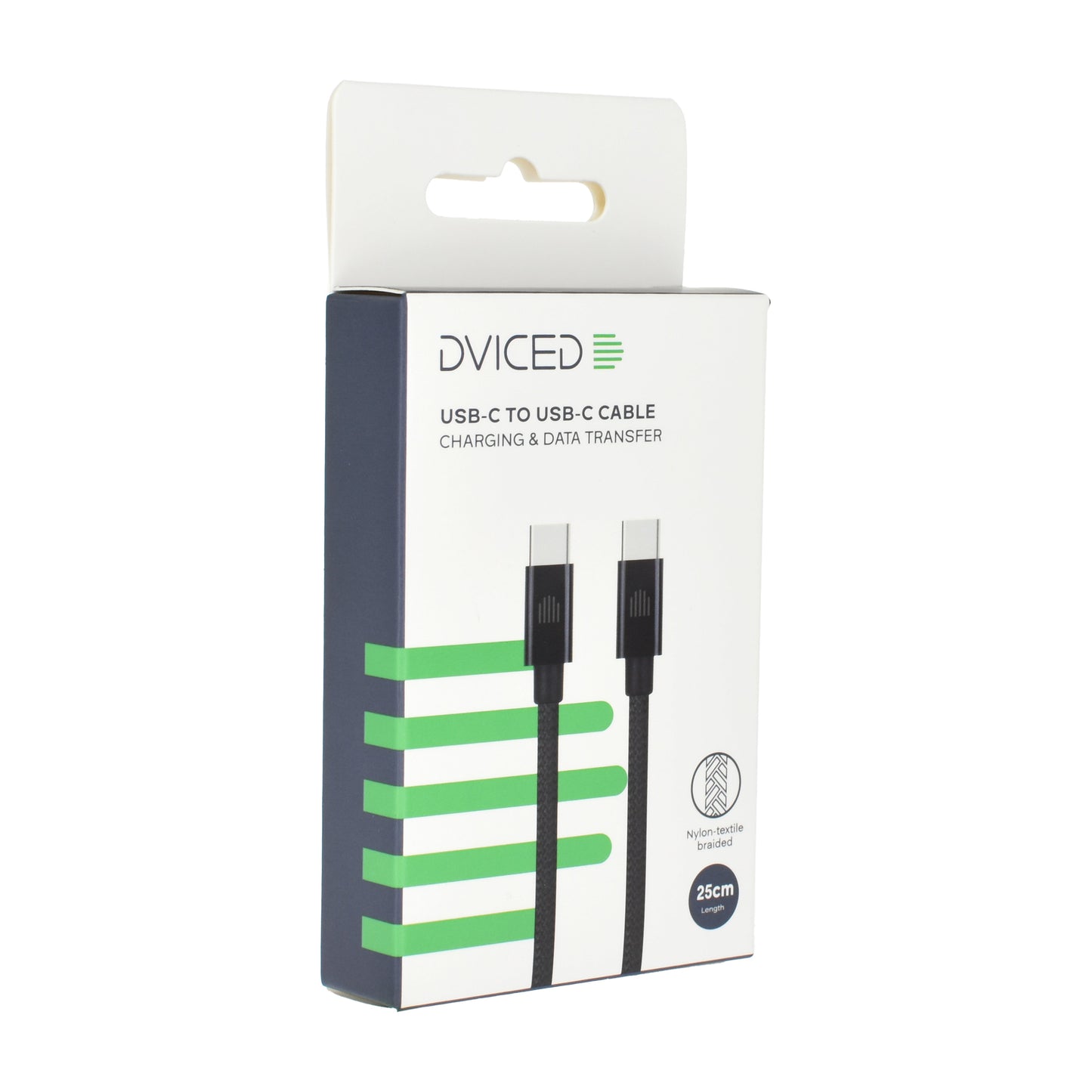 Dviced kabel USB-C na USB-C Nylon Textile 0,25 m - črna