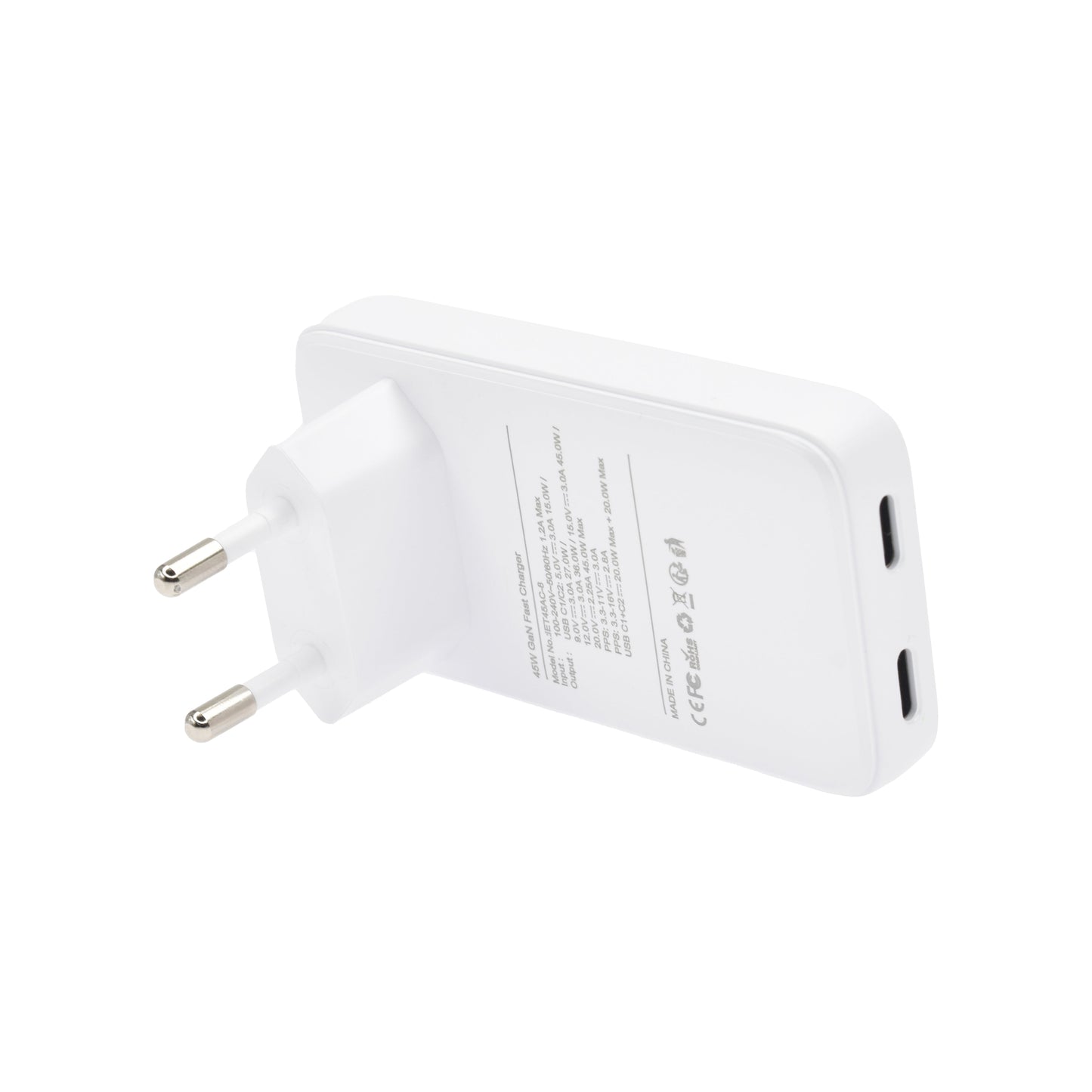 Dviced polnilnik 45 W GaN CC EU - bela