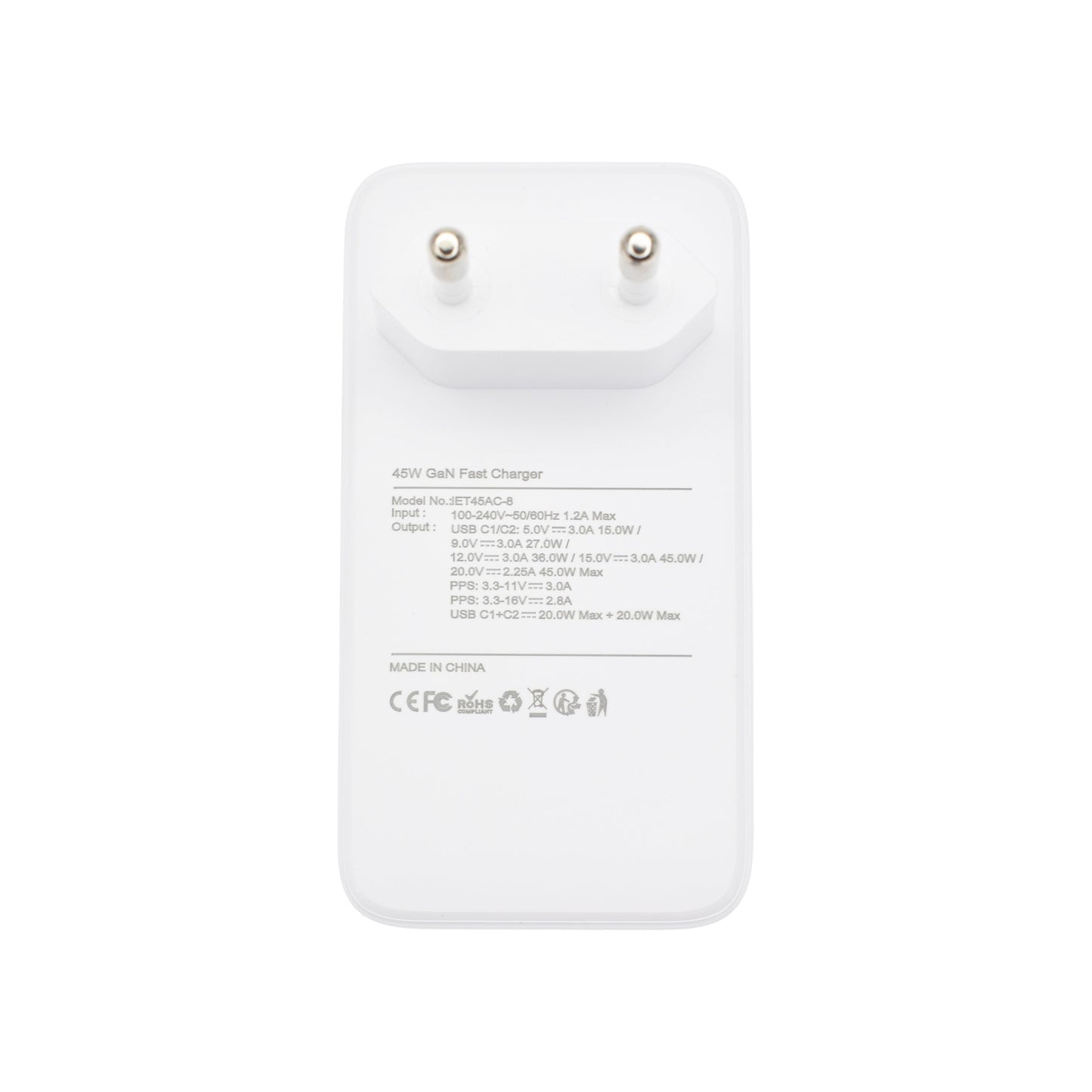 Dviced polnilnik 45 W GaN CC EU - bela