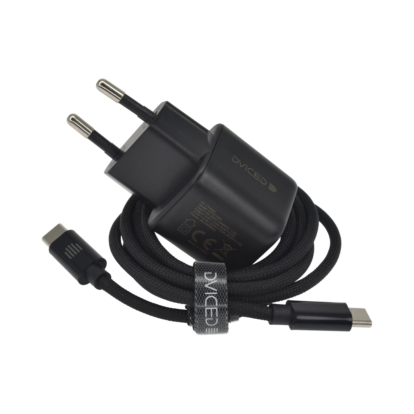 Dviced polnilnik, kabel 30 W GaN C EU - črna