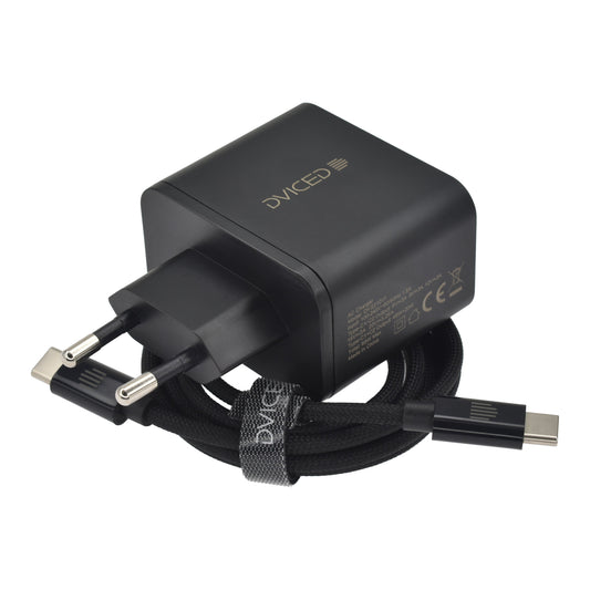 Dviced polnilnik, kabel 65 W GaN 2C EU - črna