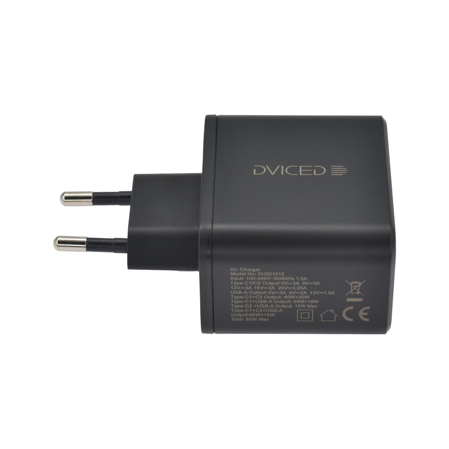 Dviced polnilnik 65 W GaN 2C1A EU - črna