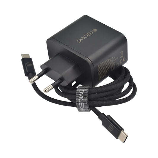 Dviced polnilnik, kabel 65 W GaN 2C1A EU - črna