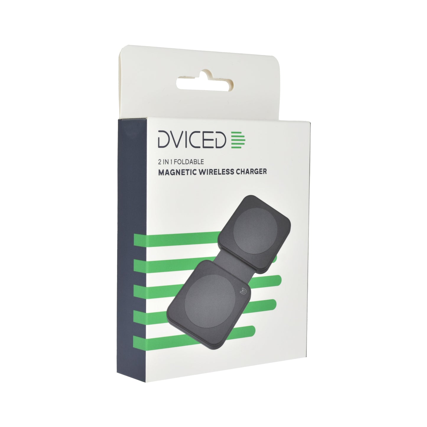 Dviced 2-v-1 preklopni magnetni brezžični polnilnik - črna