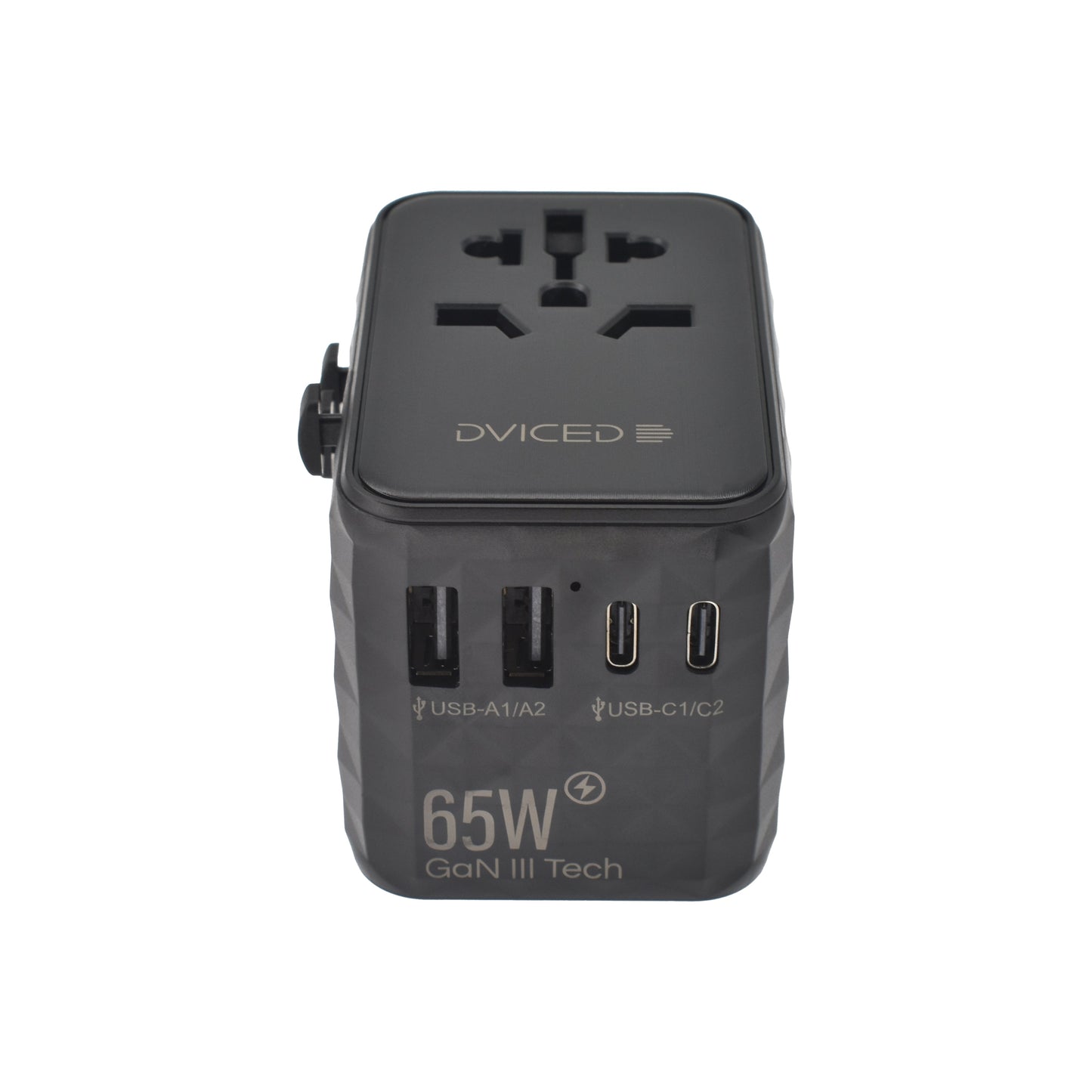 Dviced univerzalni potovalni adapter 65 W GaN - črna
