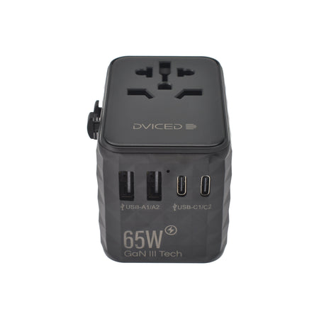 Dviced univerzalni potovalni adapter 65 W GaN - črna