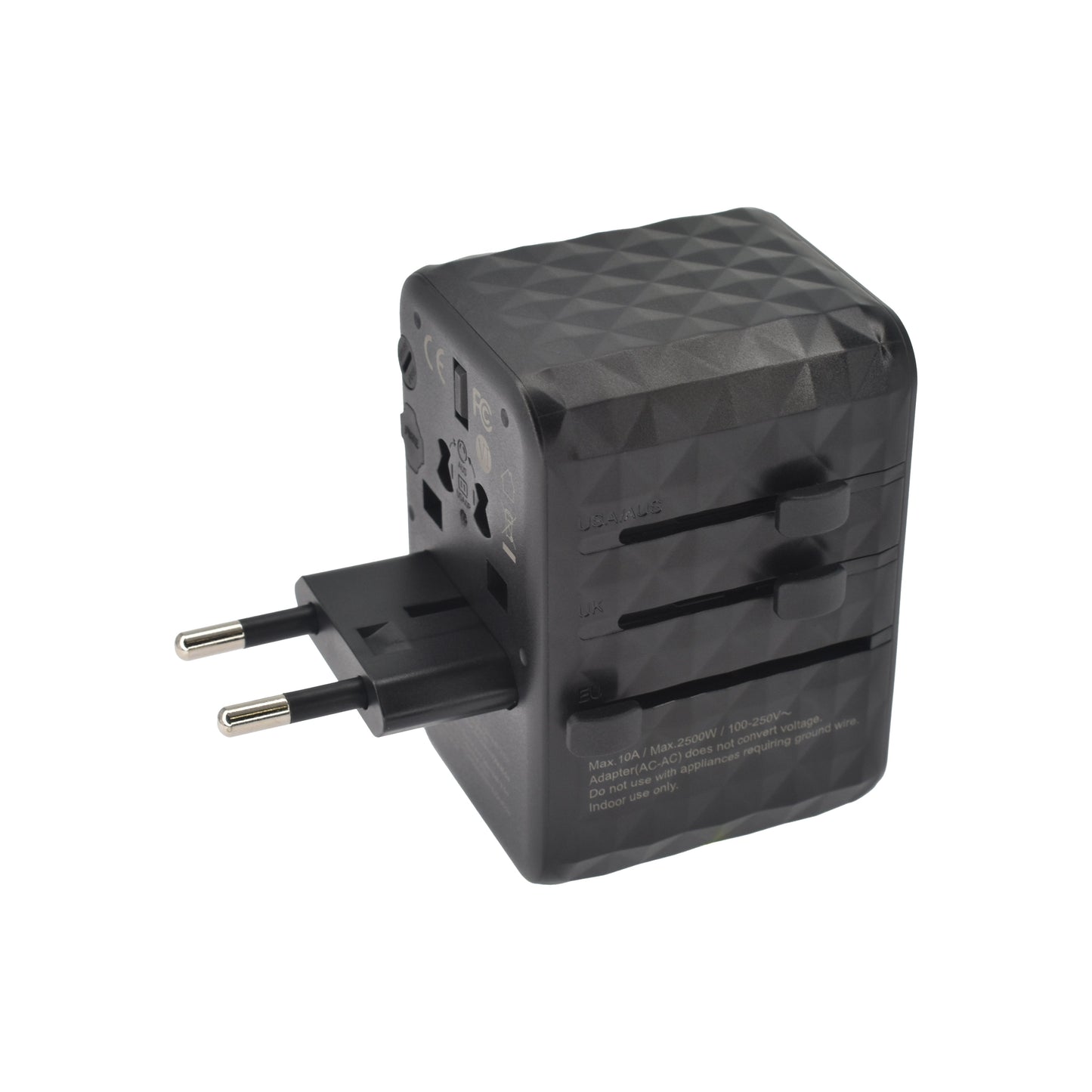 Dviced univerzalni potovalni adapter 65 W GaN - črna
