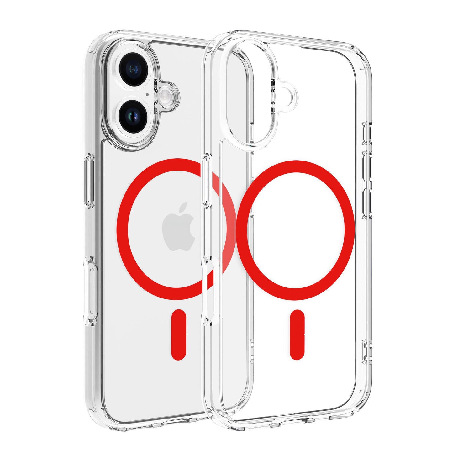 Dvided MagSafe iPhone 16 prozoren ovitek - rdeča