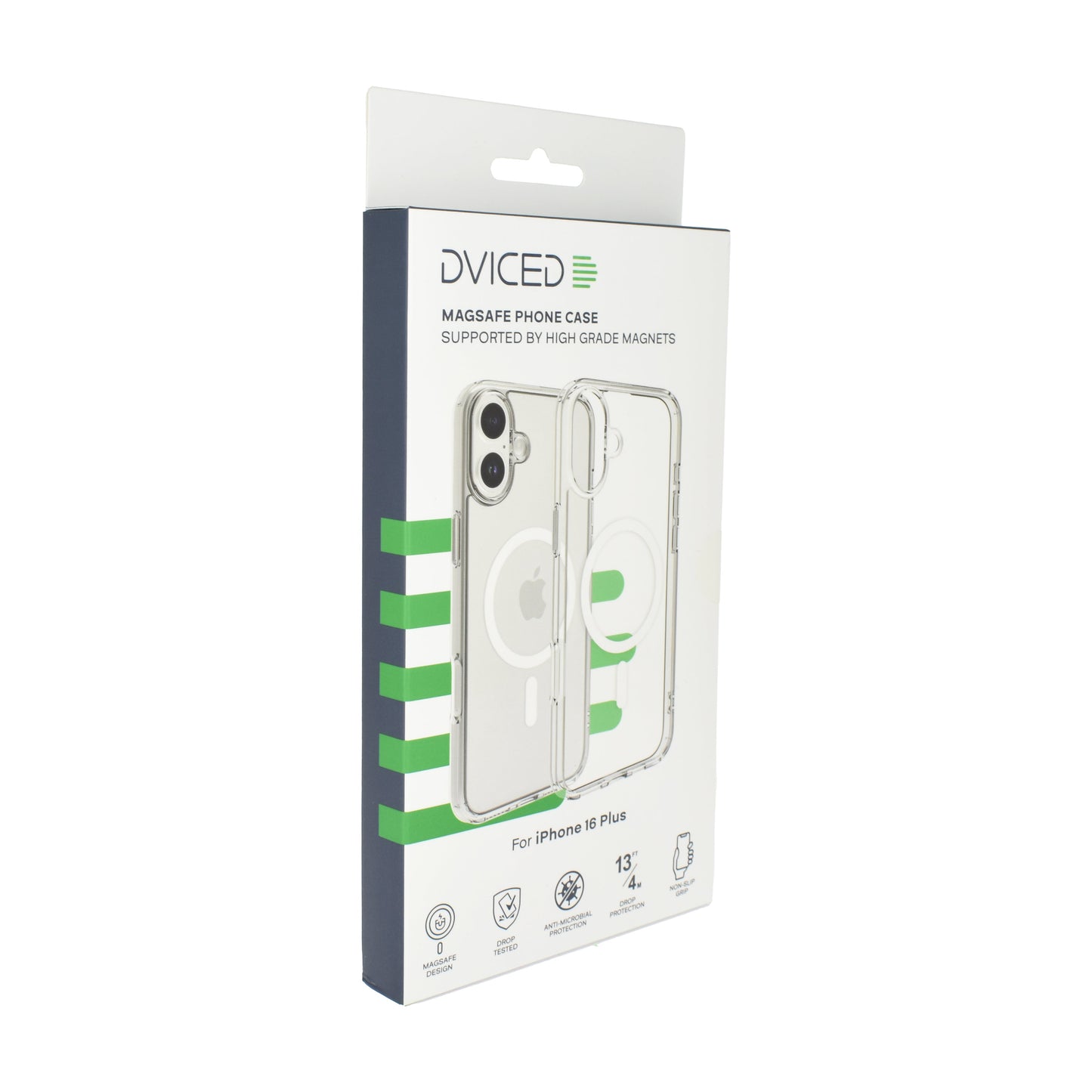 Dviced MagSafe iPhone 16 Plus prozoren ovitek - bela