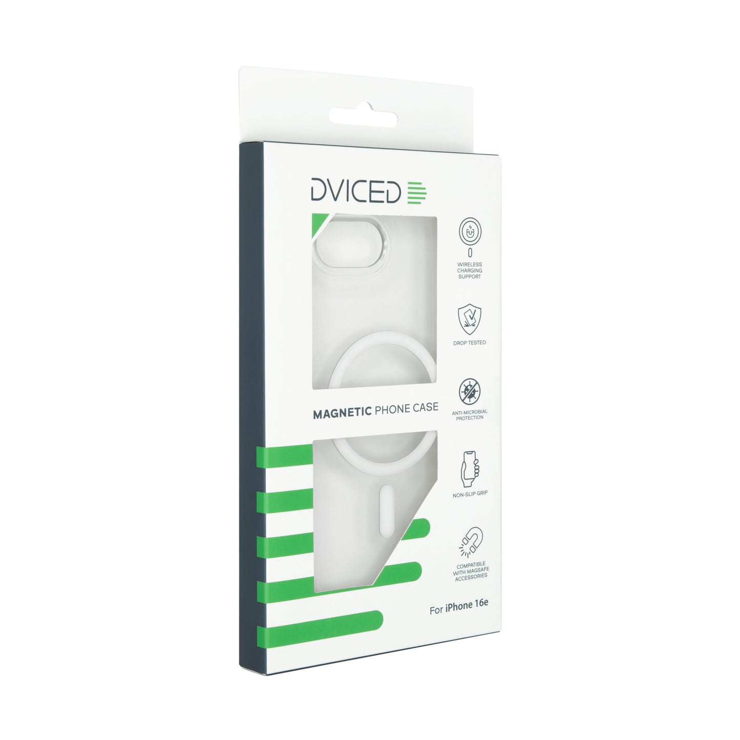 Dviced MagSafe iPhone 17e/16e prozoren ovitek - bela