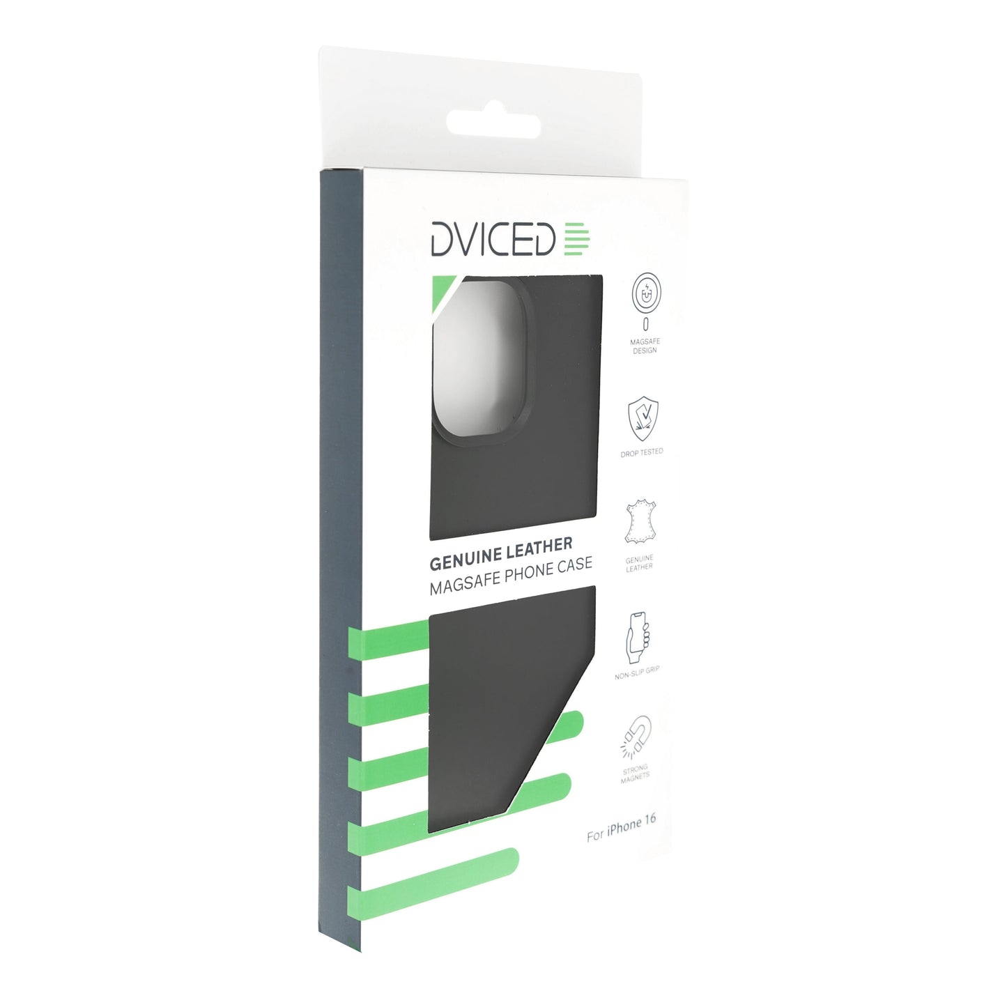 Dviced Leather ovitek z MagSafe za iPhone 16 - črna