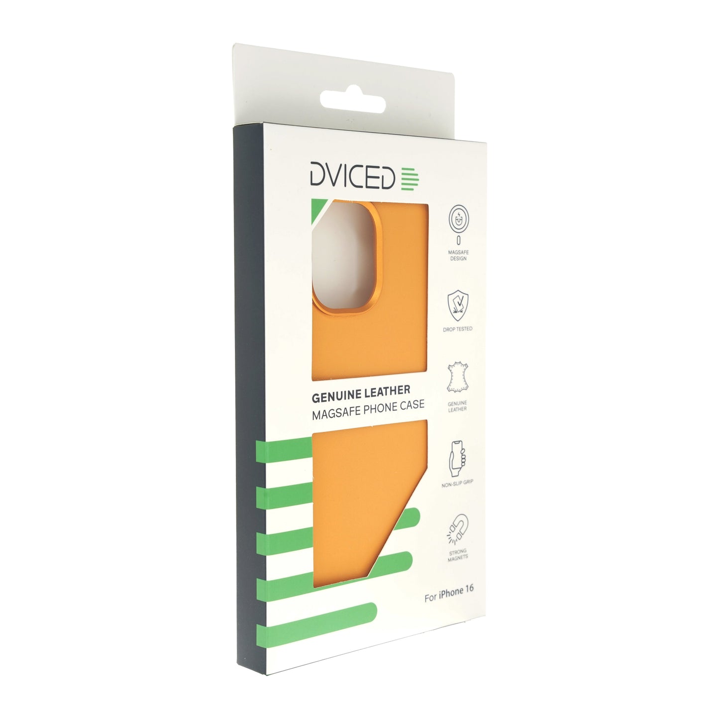 Dviced Leather ovitek z MagSafe za iPhone 16 - oranžna