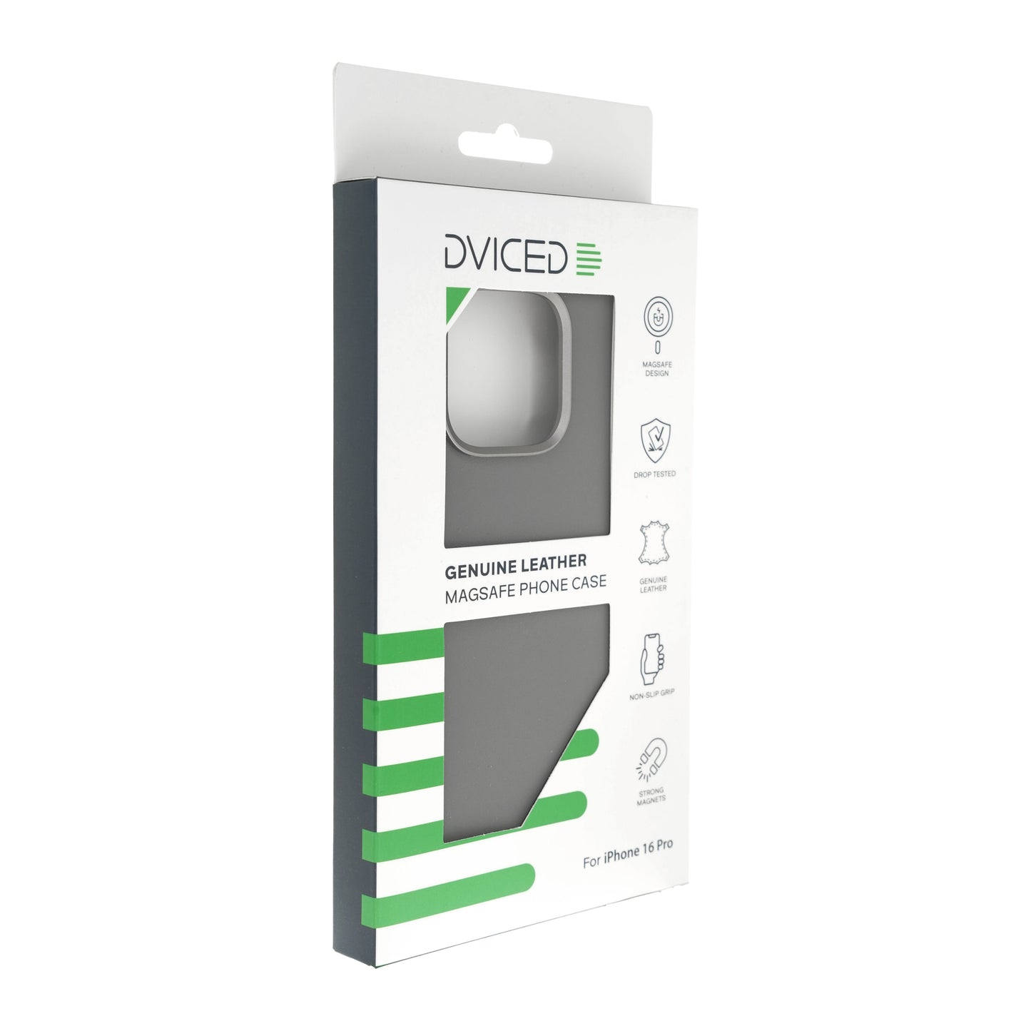 Dviced Leather ovitek z MagSafe za iPhone 16 Pro - siva