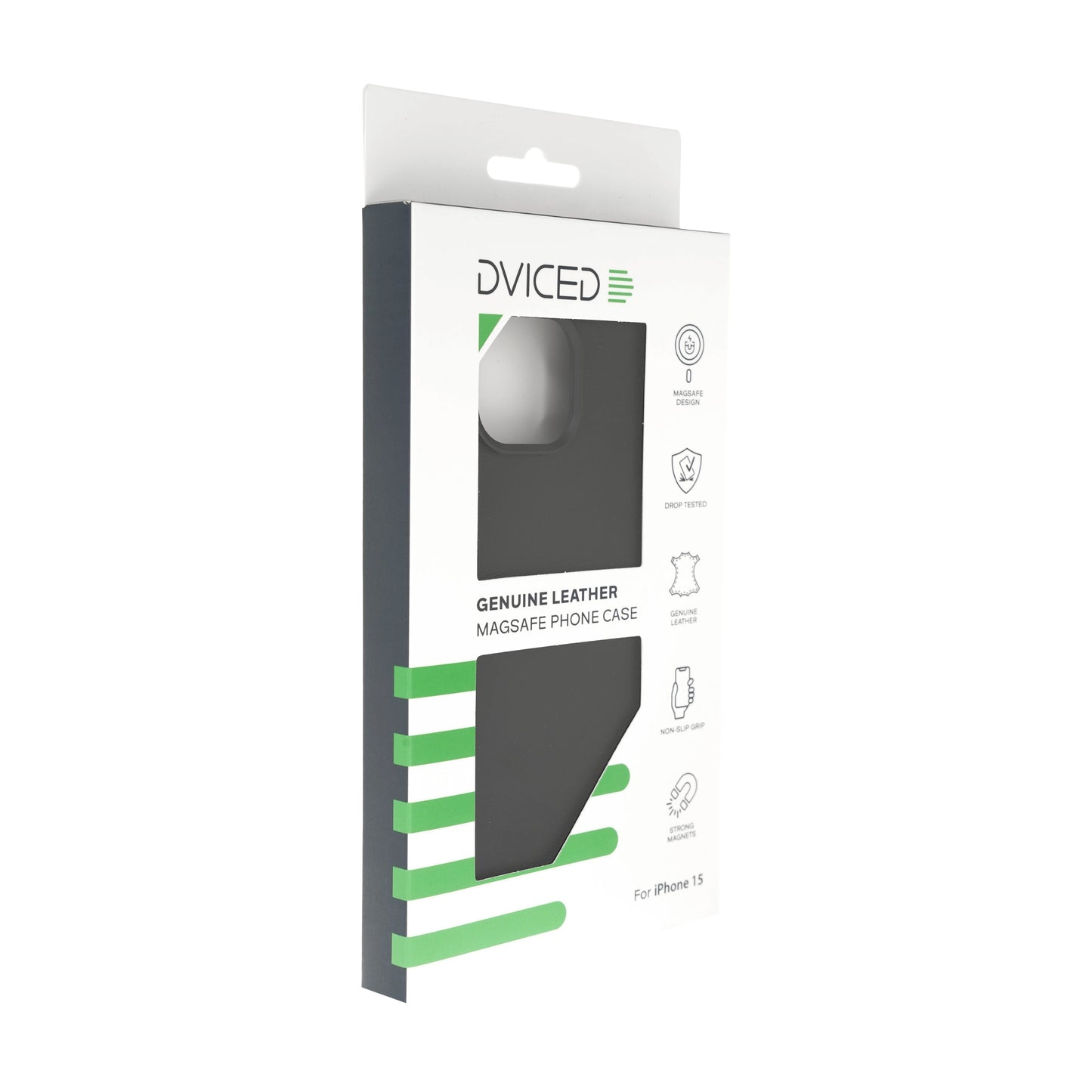 Dviced Leather ovitek z MagSafe za iPhone 15 - črna
