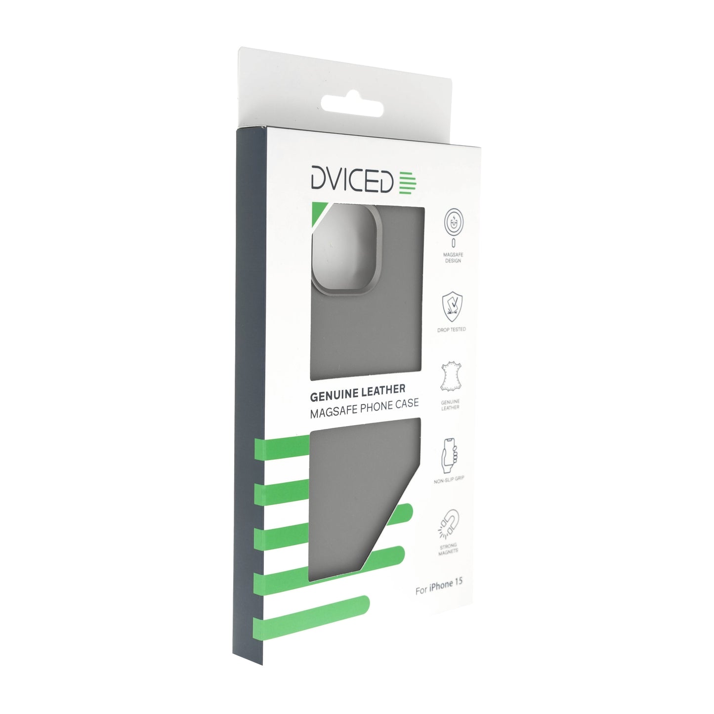 Dviced Leather ovitek z MagSafe za iPhone 15 - siva