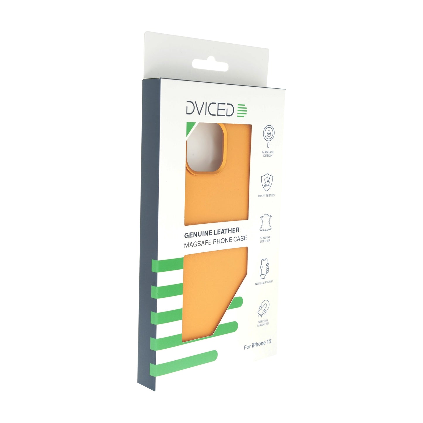 Dviced Leather ovitek z MagSafe za iPhone 15 - oranžna