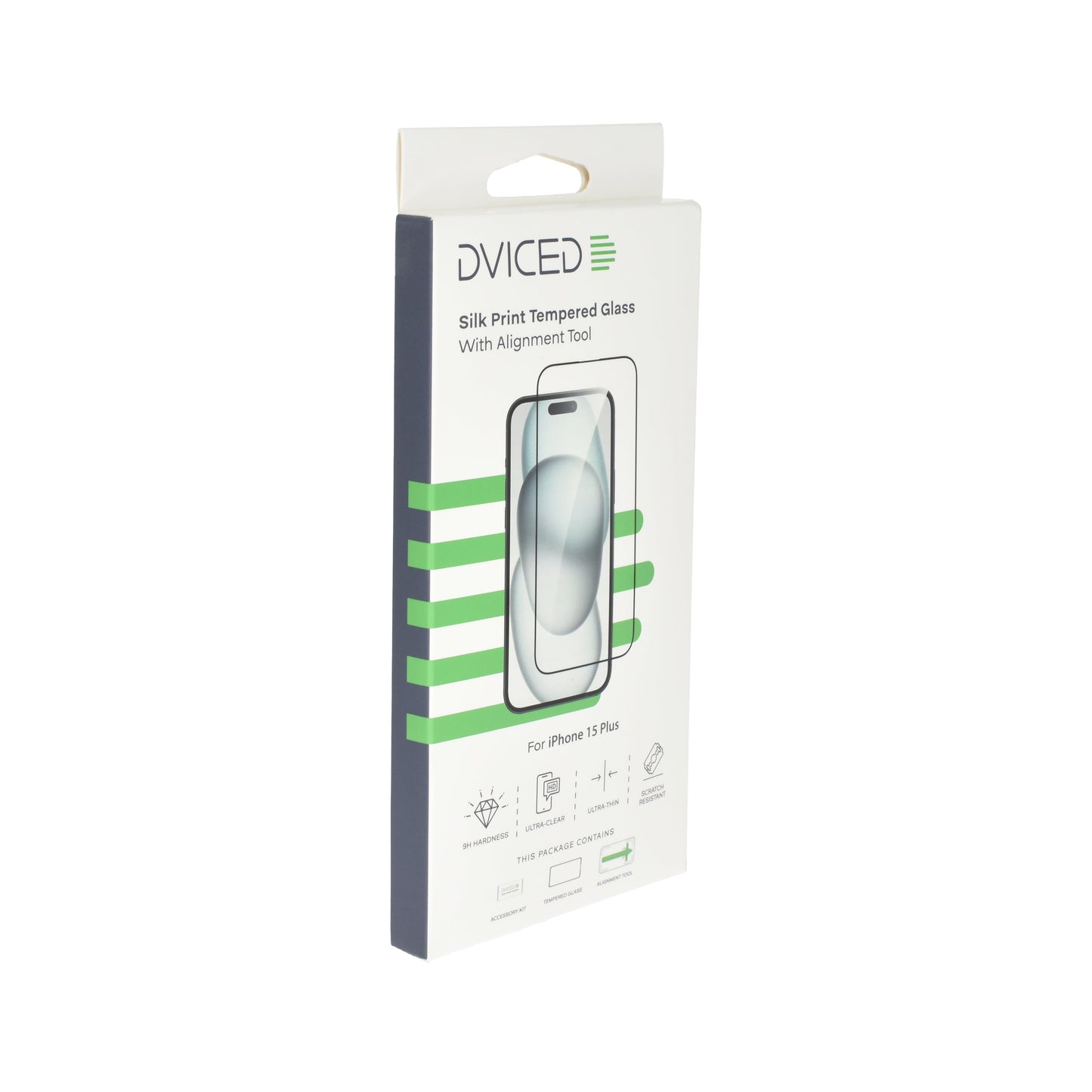 Dviced iPhone 15 Plus silk print zaščitno steklo z aplikatorjem
