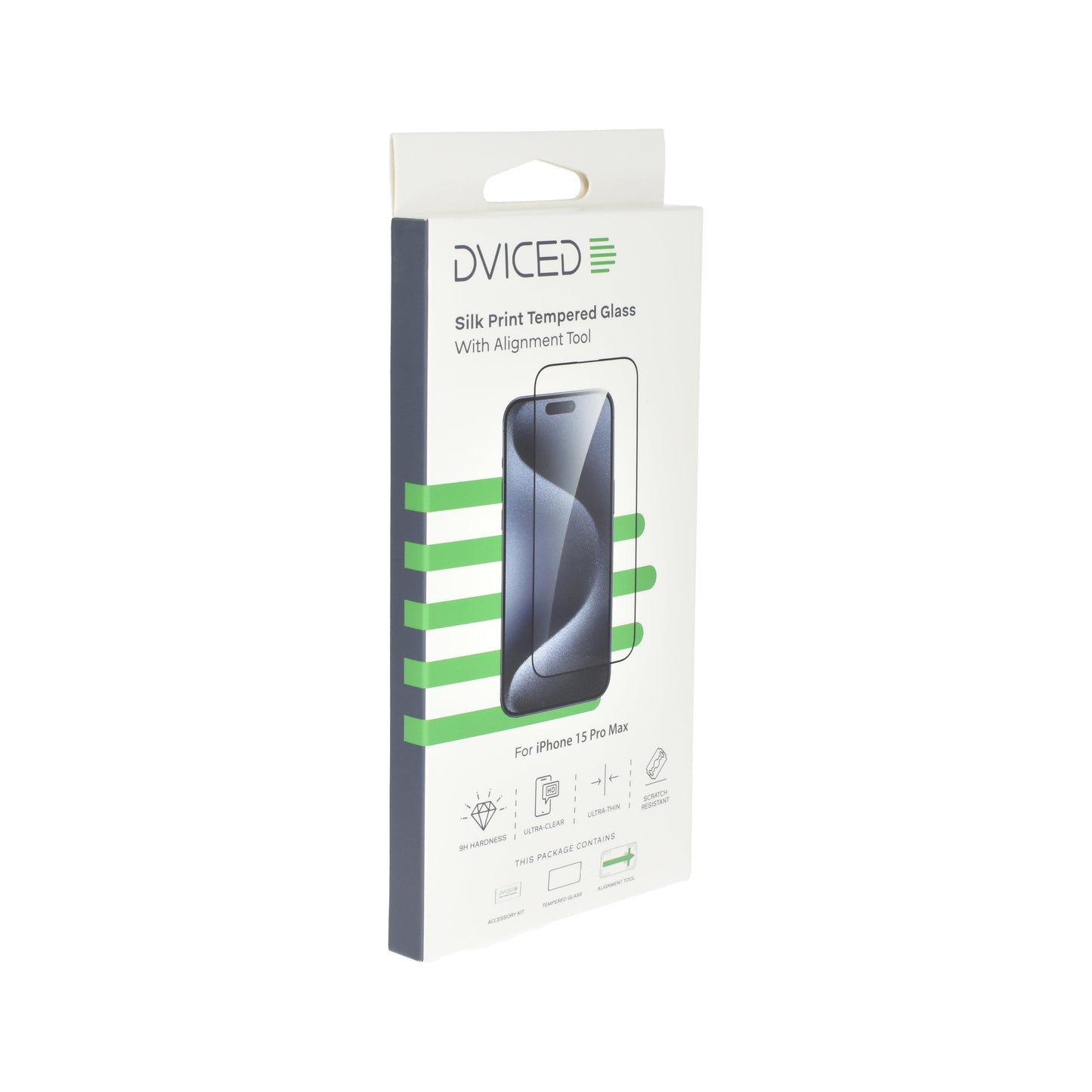 Dviced iPhone 15 Pro Max silk print zaščitno steklo z aplikatorjem