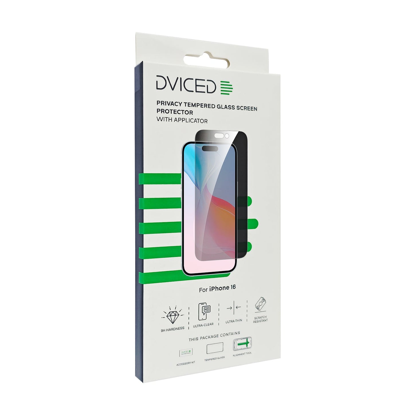 Dviced kaljeno zaščitno steklo za zasebnost za iPhone 16 z aplikatorjem
