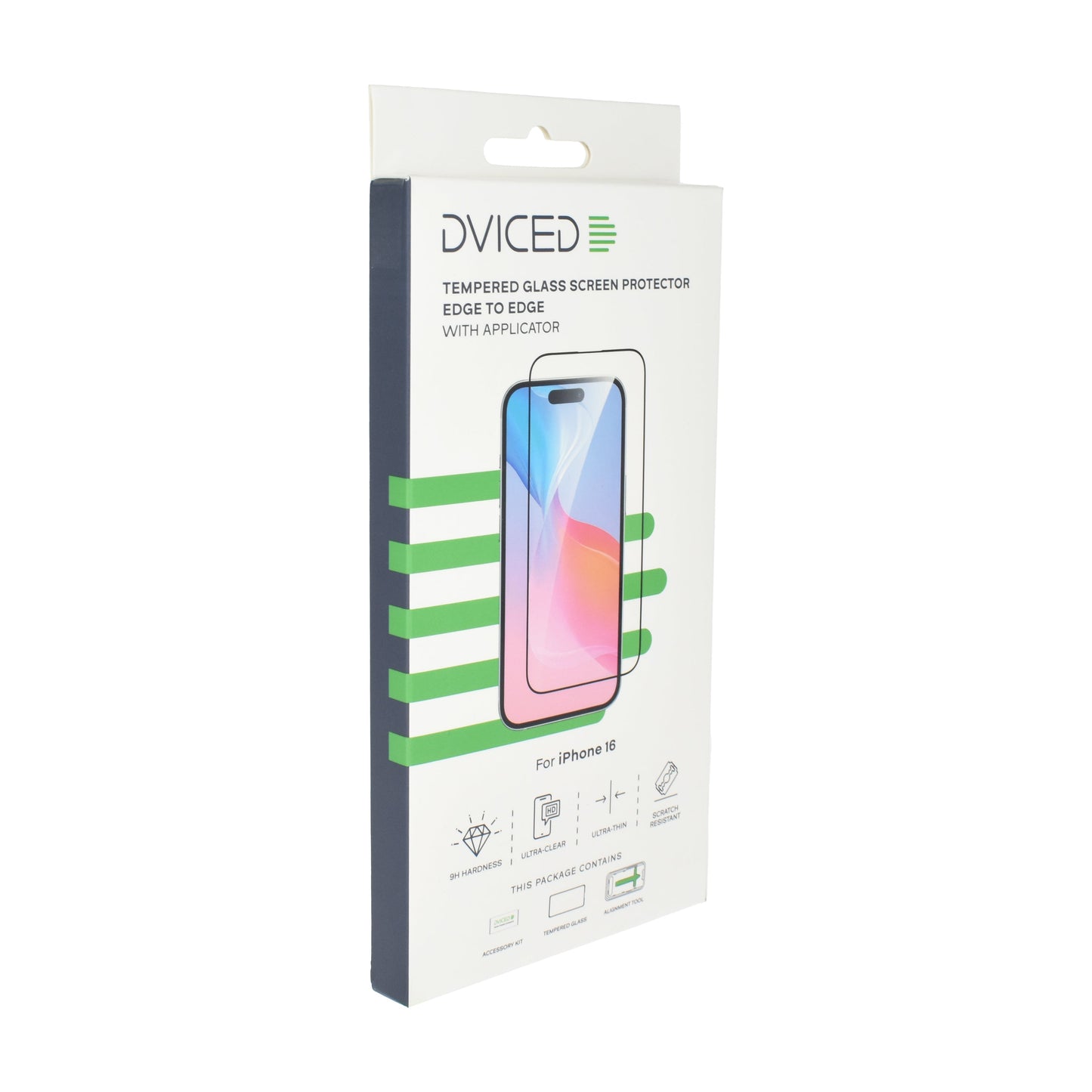 Dviced kaljeno zaščitno steklo od roba do roba za iPhone 16 z aplikatorjem